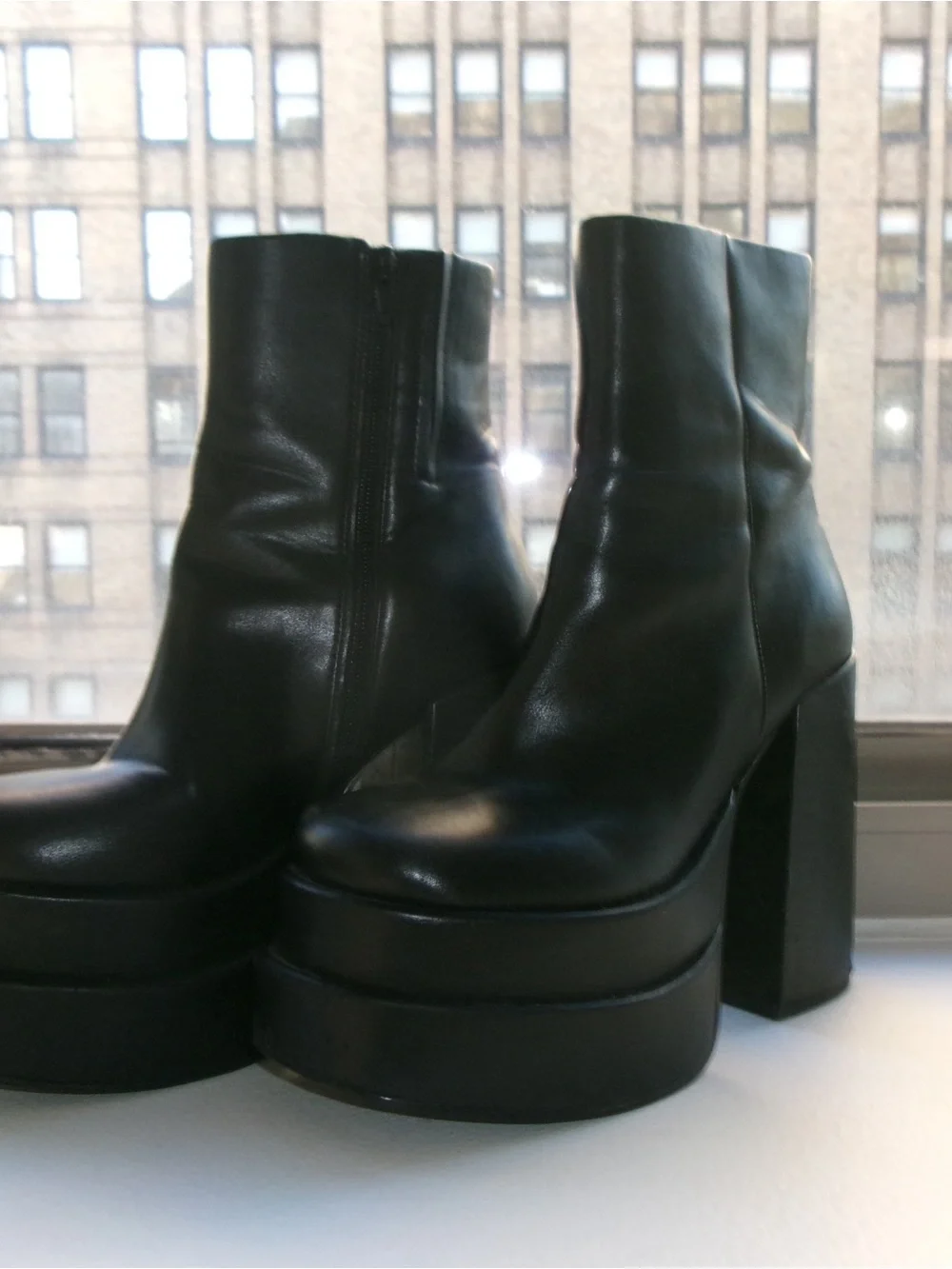 Steve Madden Platform Block Heel Ankle Boots - Black - Picture 3 of 6